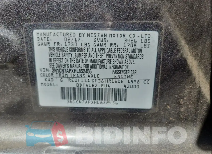 3N1CN7APXHL852456 Photo# 13