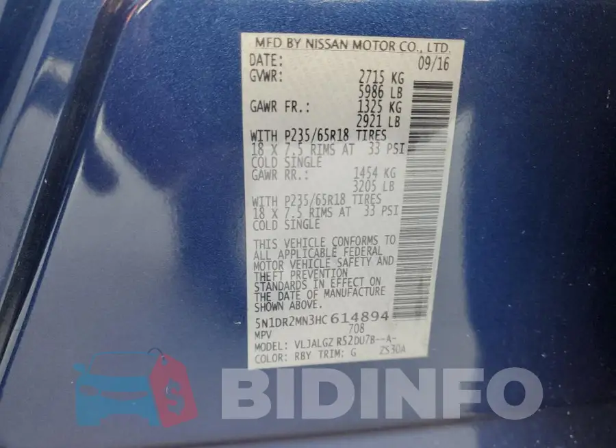 5N1DR2MN3HC614894 Photo# 13