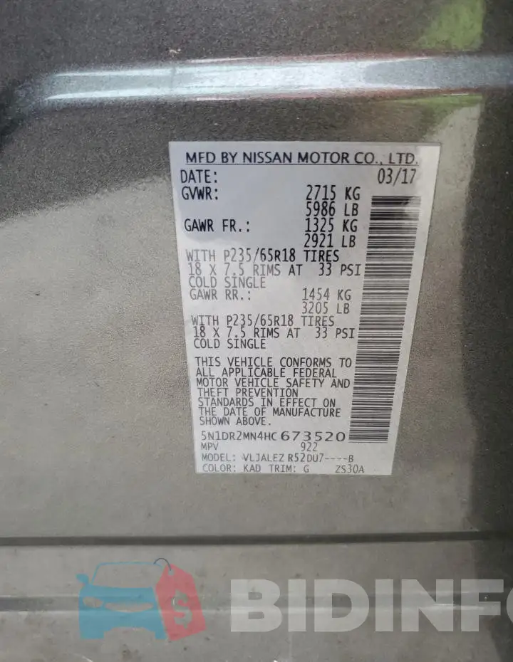 5N1DR2MN4HC673520 Photo# 13