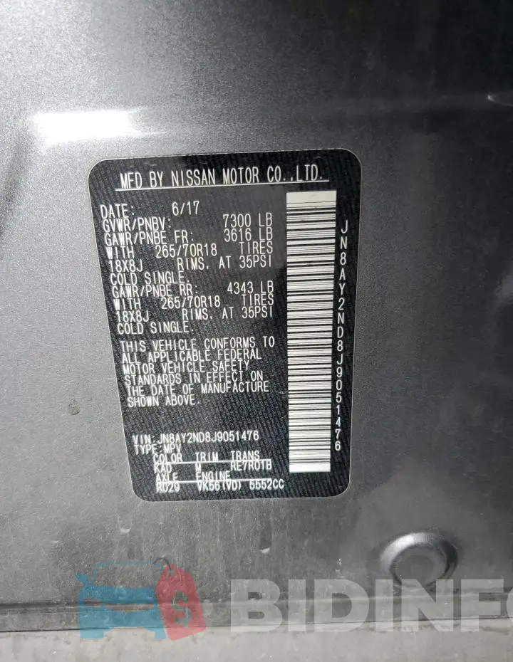 JN8AY2ND8J9051476 Photo# 13