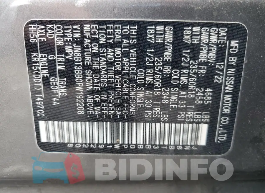JN8BT3BB0PW192208 Photo# 13