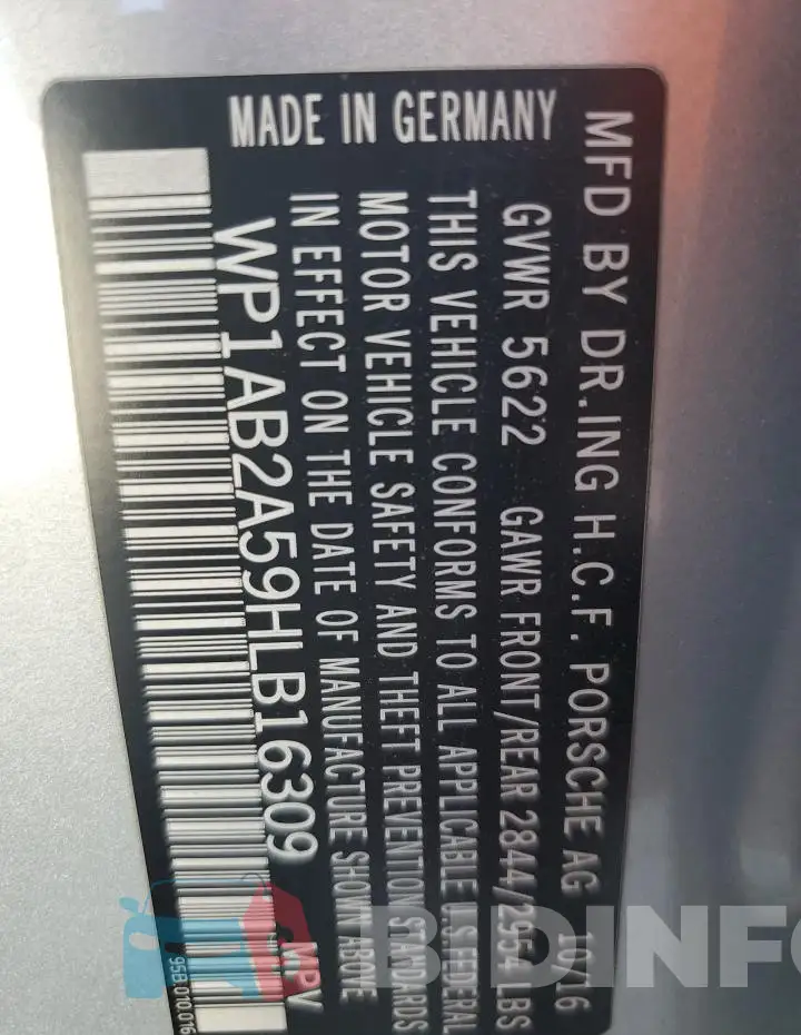 WP1AB2A59HLB16309 Photo# 13