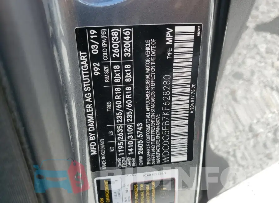 WDC0G5EB7KF628280 Photo# 14