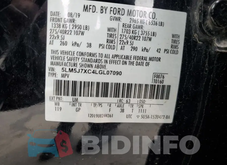 5LM5J7XC4LGL07090 Photo# 13