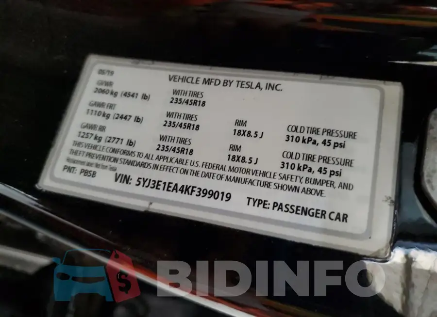 5YJ3E1EA4KF399019 Photo# 12