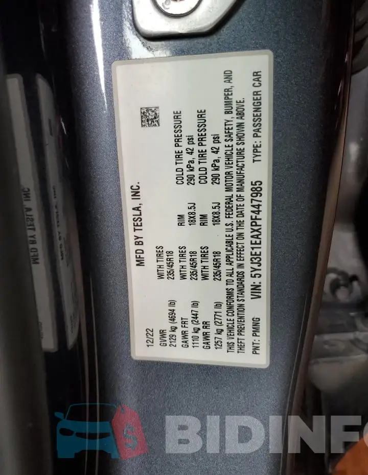 5YJ3E1EAXPF447985 Photo# 13