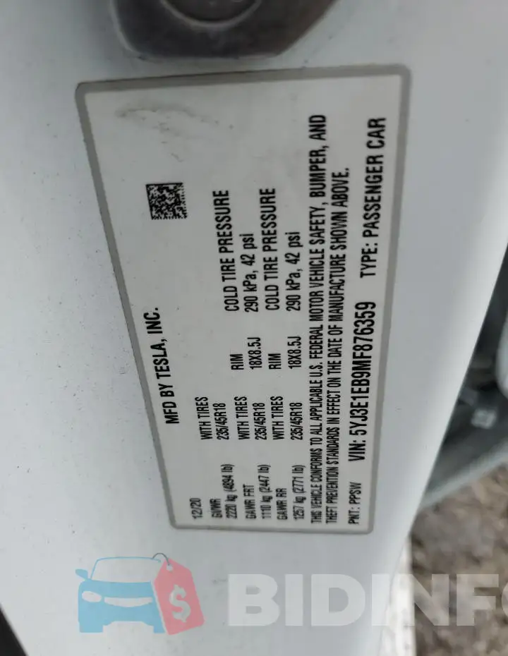 5YJ3E1EB9MF876359 Photo# 13