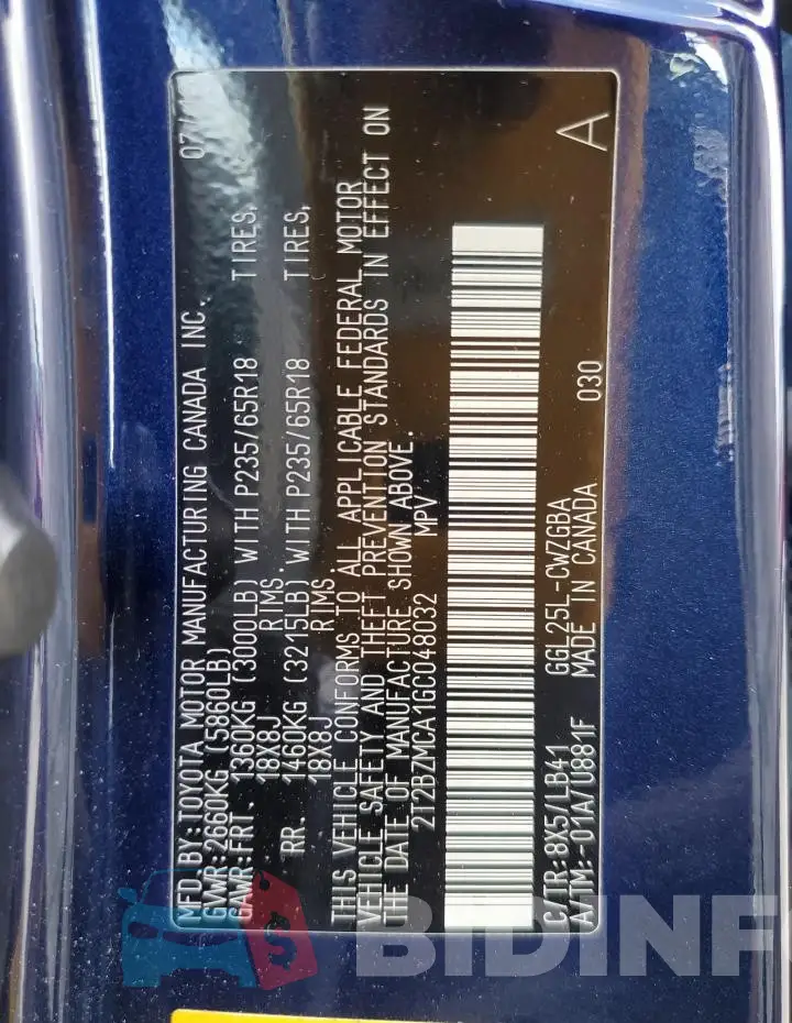 2T2BZMCA1GC048032 Photo# 14