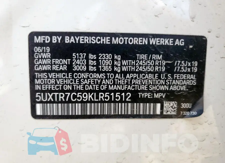 5UXTR7C59KLR51512 Photo# 13
