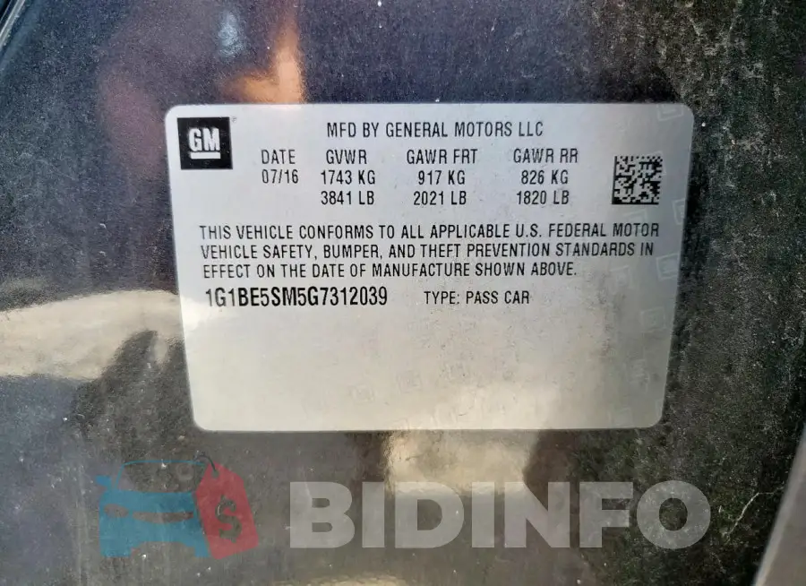 1G1BE5SM5G7312039 Photo# 12