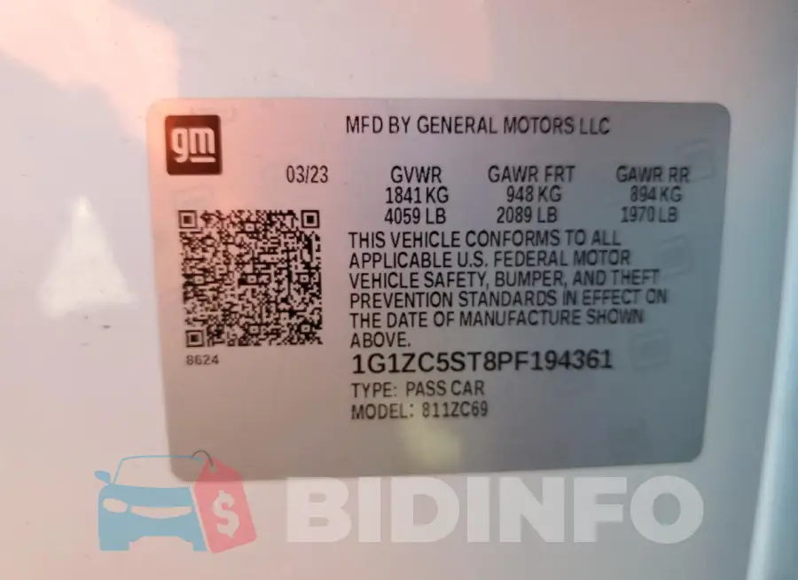 1G1ZC5ST8PF194361 Photo# 12