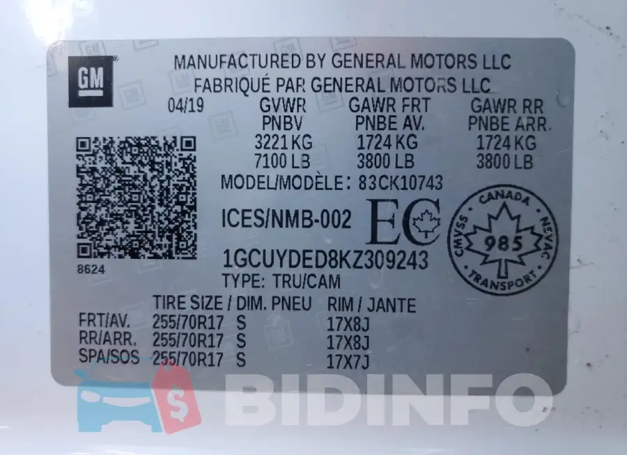 1GCUYDED8KZ309243 Photo# 12