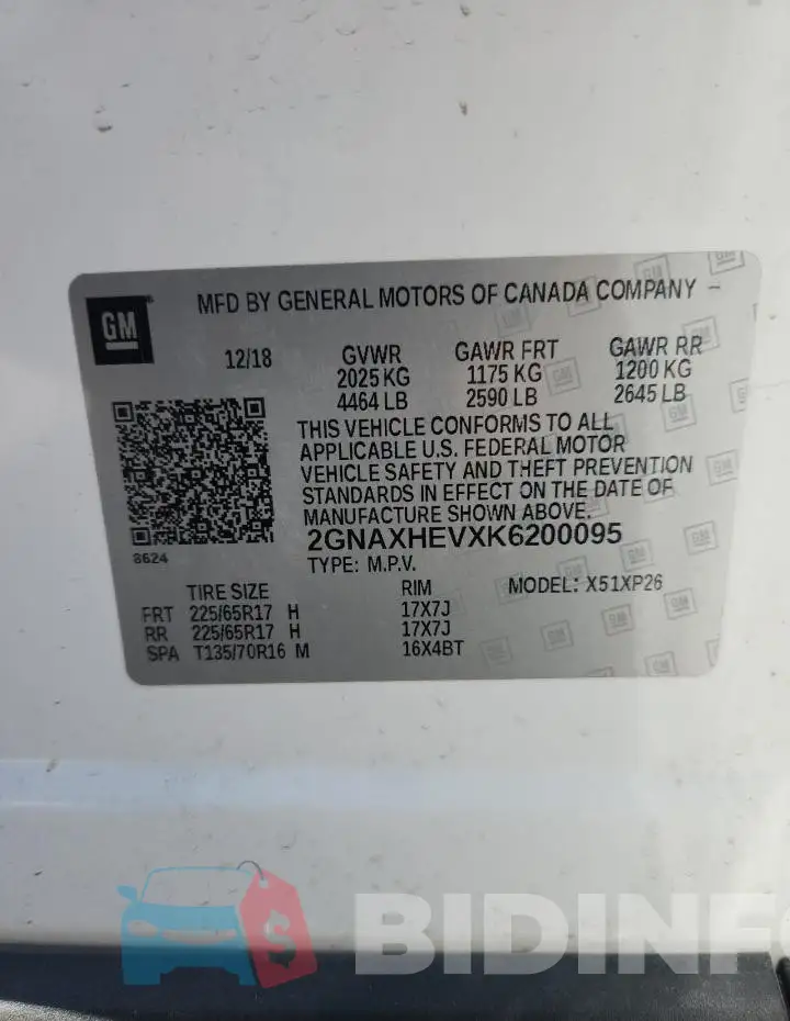 2GNAXHEVXK6200095 Photo# 13