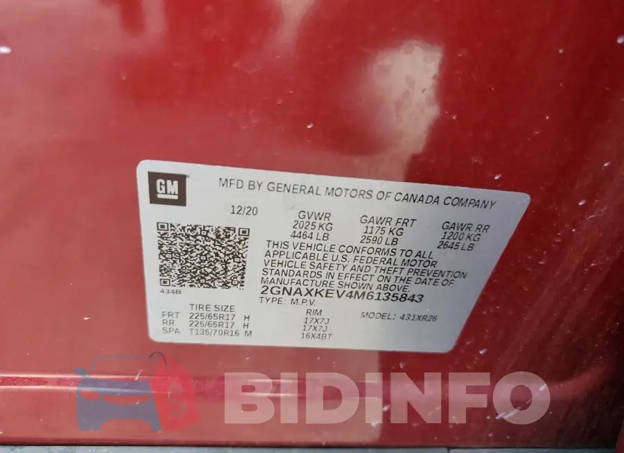 2GNAXKEV4M6135843 Photo# 13