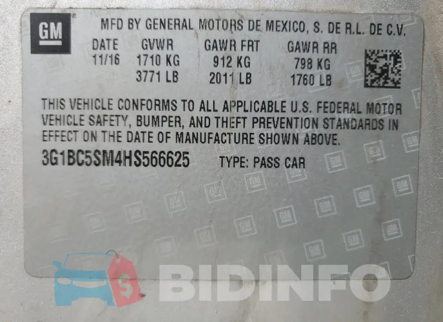 3G1BC5SM4HS566625 Photo# 12