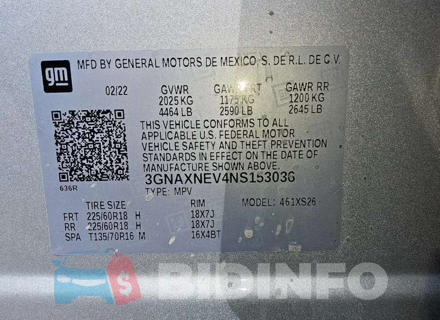 3GNAXNEV4NS153036 Photo# 14