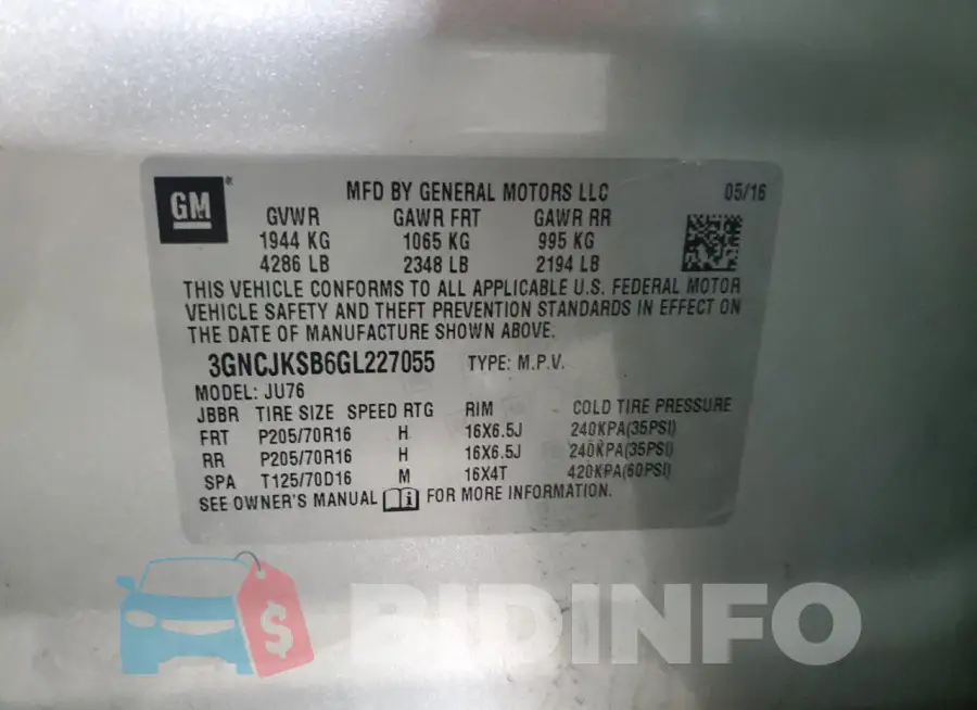 3GNCJKSB6GL227055 Photo# 13