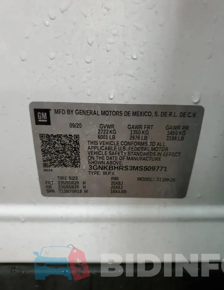 3GNKBHRS3MS509771 Photo# 13