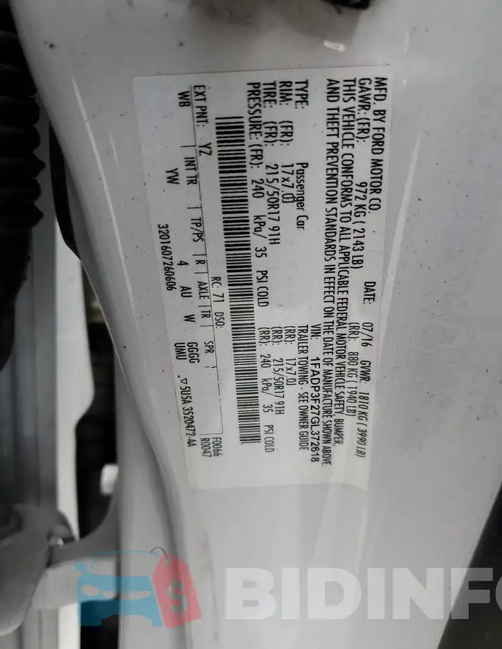 1FADP3F27GL372618 Photo# 12