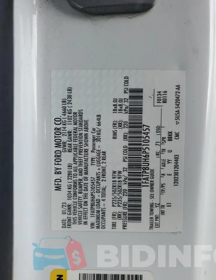 1FATP8UH6P5105457 Photo# 13