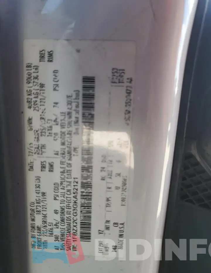 1FBZX2CG3GKA52121 Photo# 13