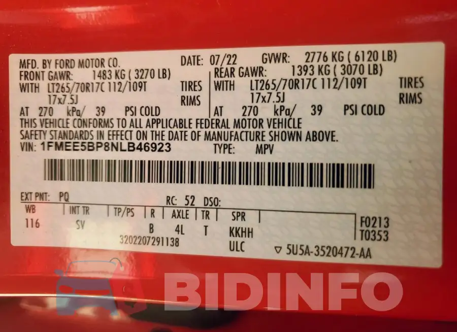 1FMEE5BP8NLB46923 Photo# 14