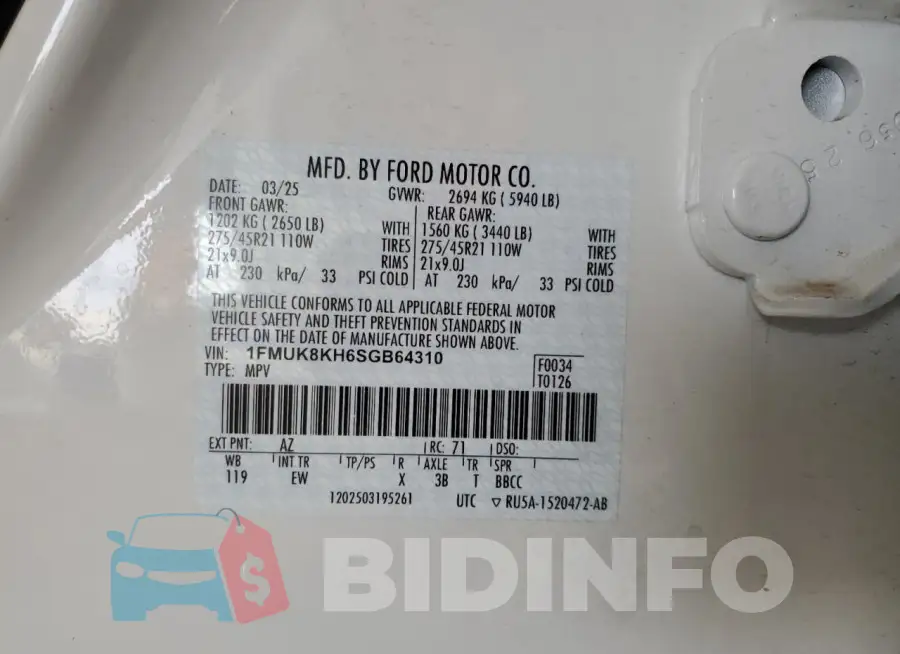 1FMUK8KH6SGB64310 Photo# 14