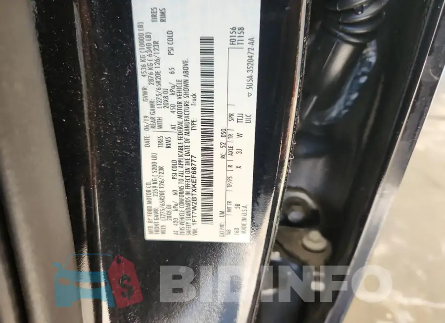1FT7W2BTXKEF68777 Photo# 13