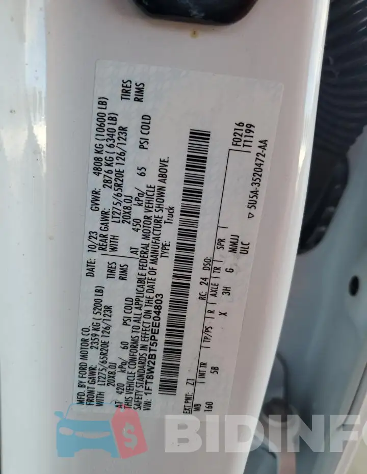 1FT8W2BT5PEE04803 Photo# 12