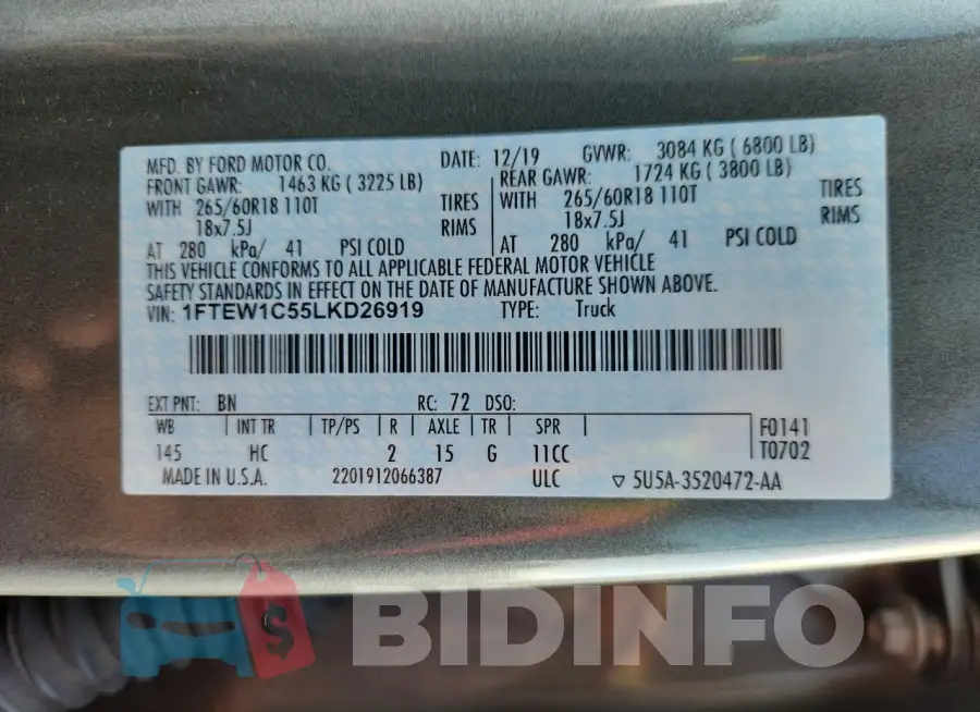 1FTEW1C55LKD26919 Photo# 13
