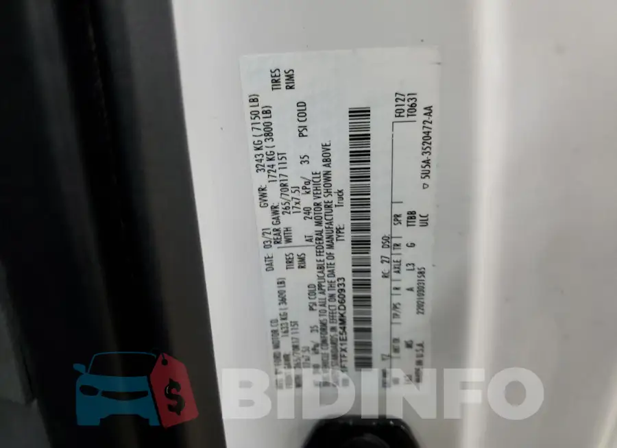 1FTFX1E54MKD60933 Photo# 12