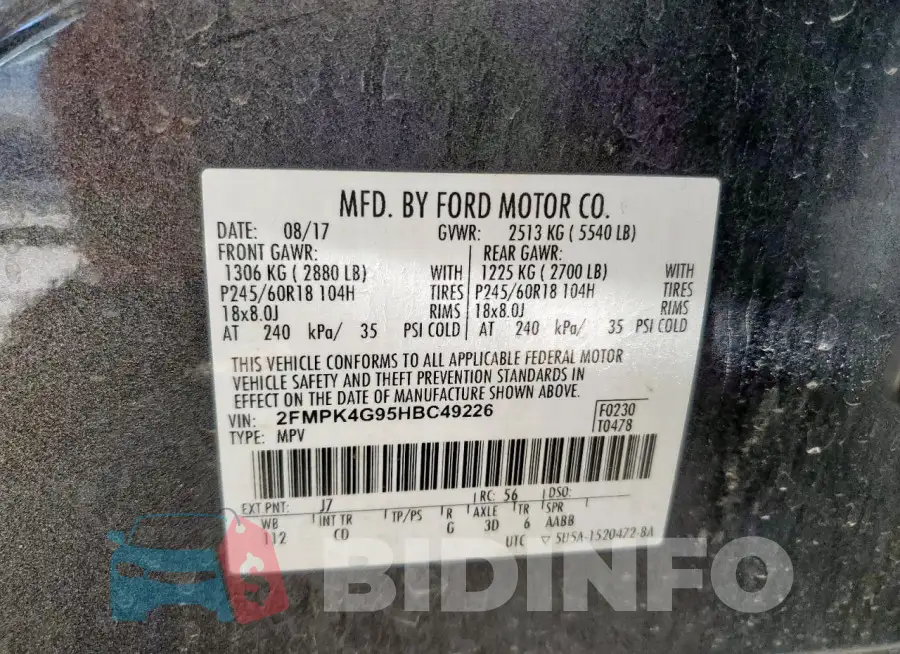 2FMPK4G95HBC49226 Photo# 13