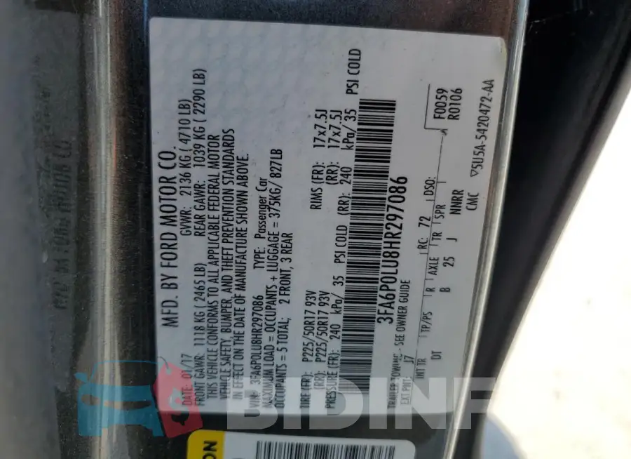 3FA6P0LU8HR297086 Photo# 12