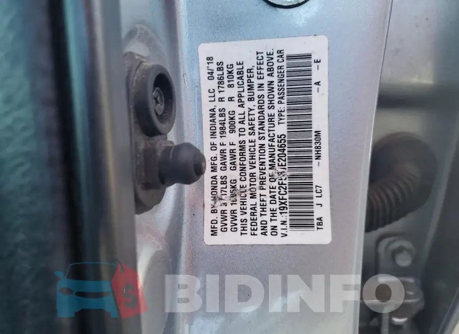19XFC2F53JE204655 Photo# 13