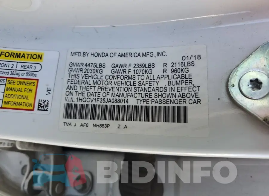 1HGCV1F35JA088014 Photo# 13