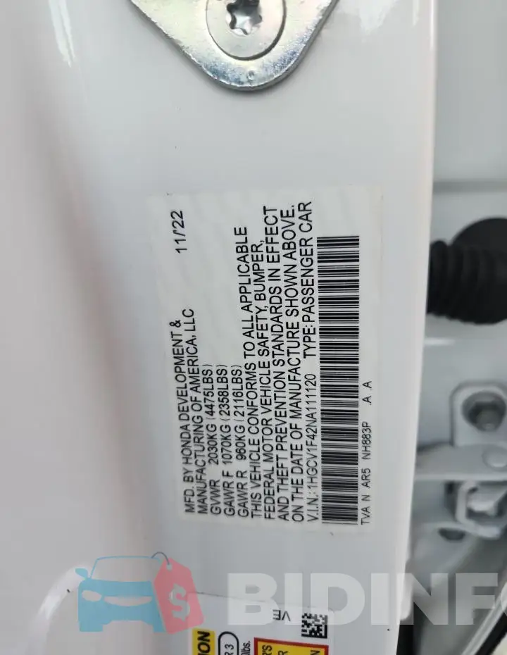 1HGCV1F42NA111120 Photo# 12