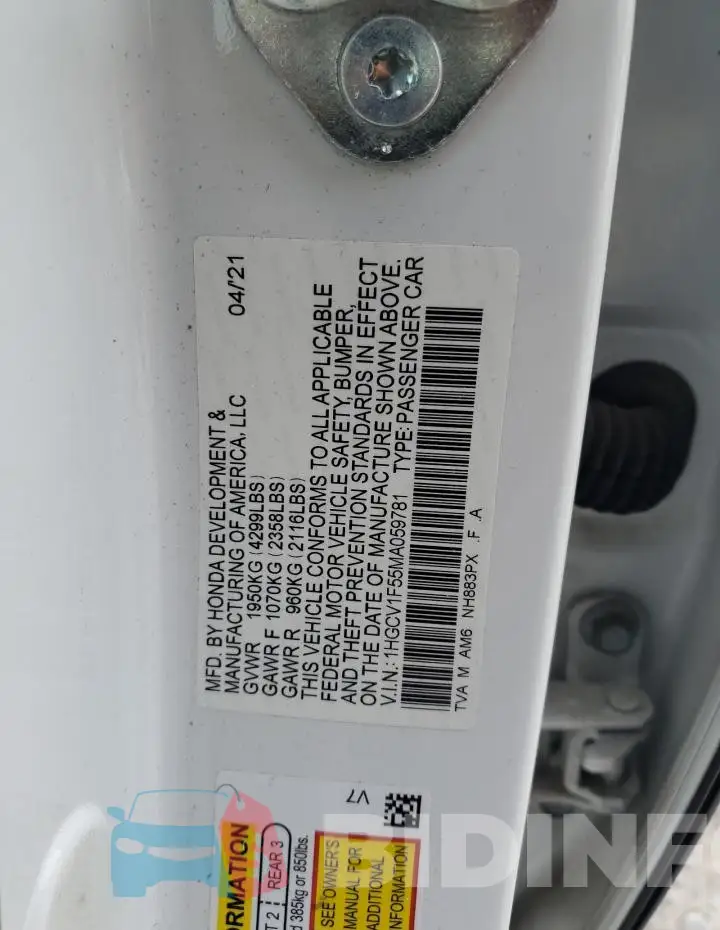 1HGCV1F55MA059781 Photo# 12