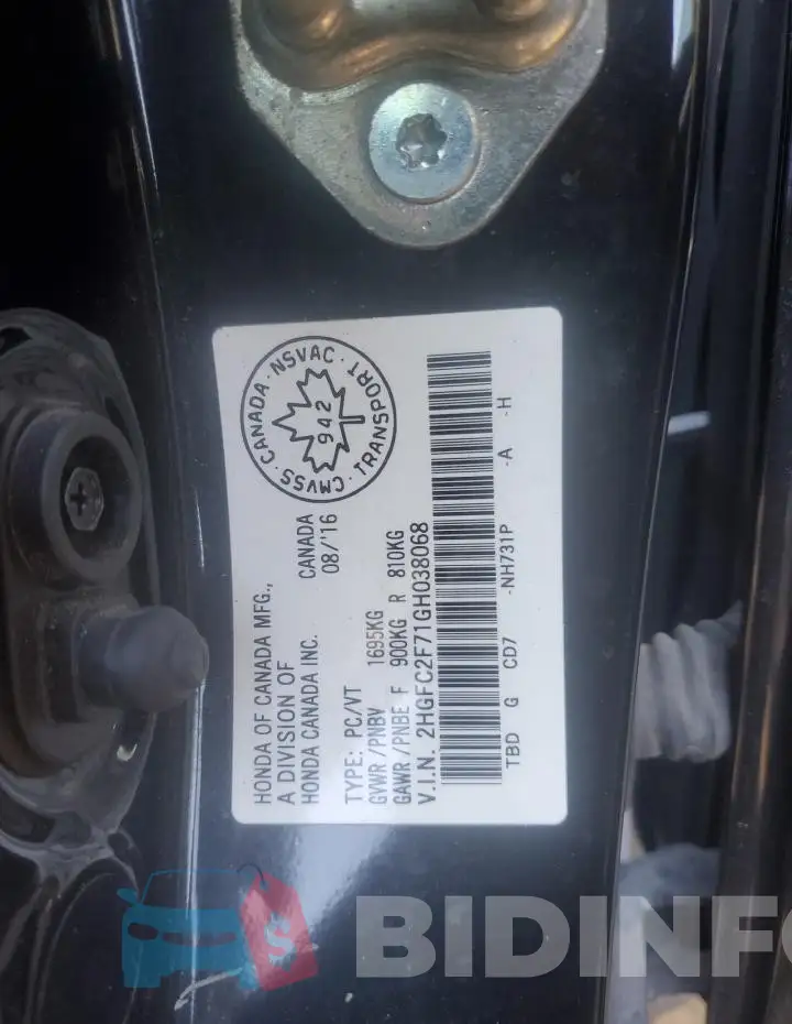 2HGFC2F71GH038068 Photo# 12