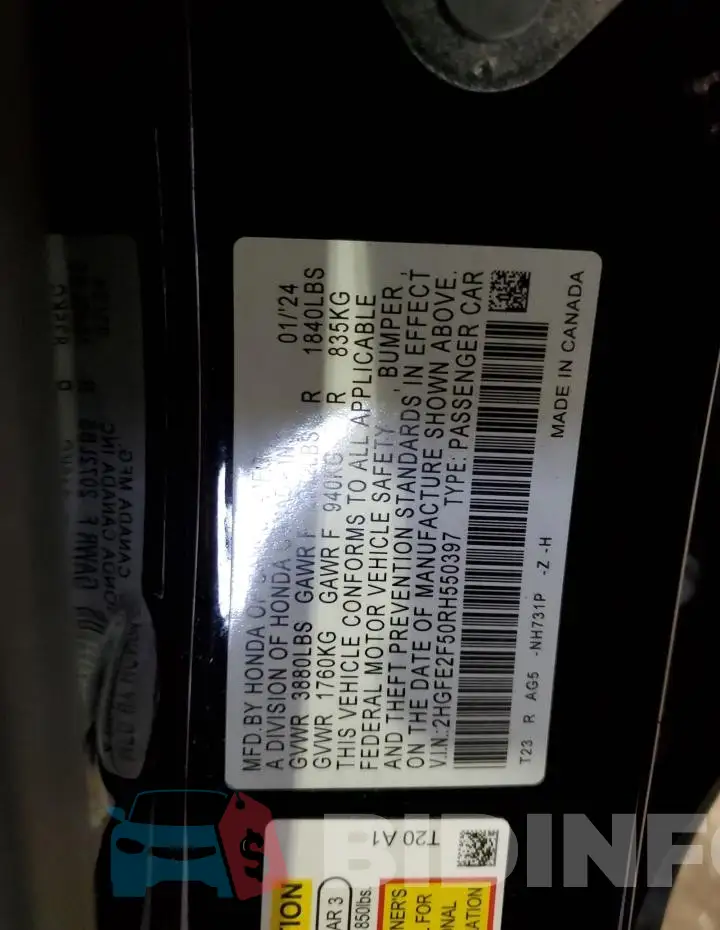 2HGFE2F50RH550397 Photo# 12