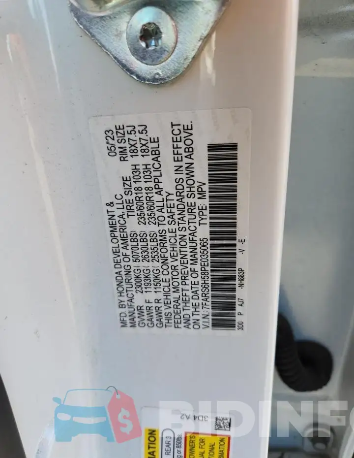 7FARS6H58PE035065 Photo# 13