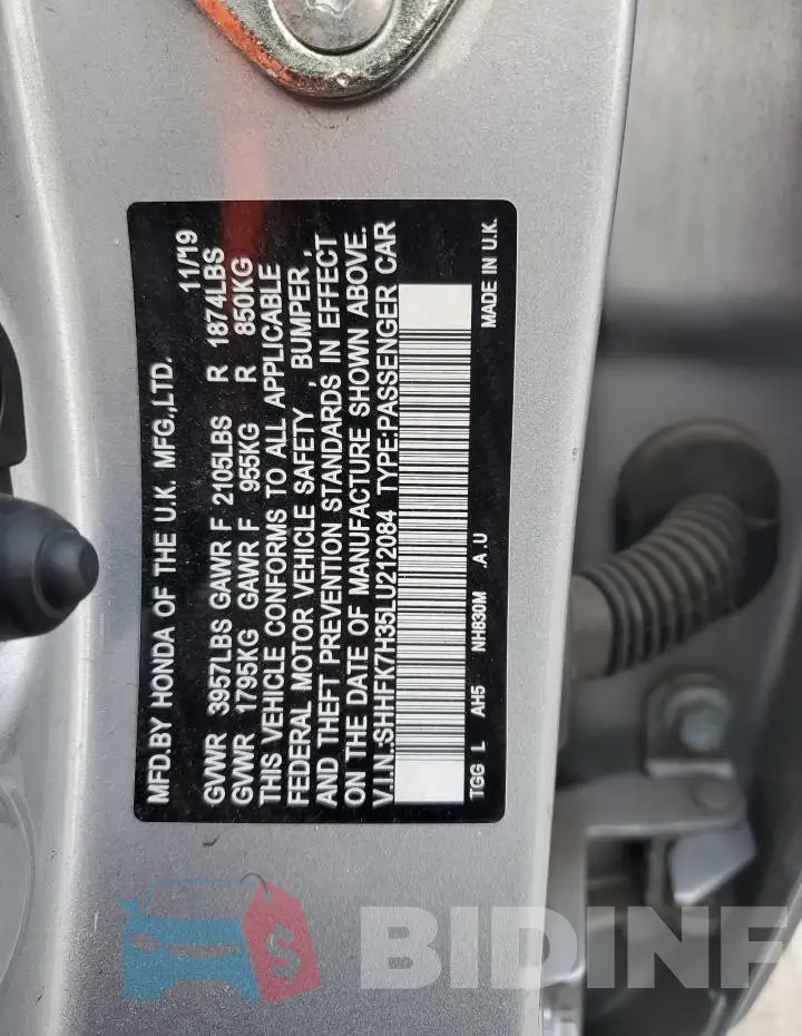 SHHFK7H35LU212084 Photo# 12