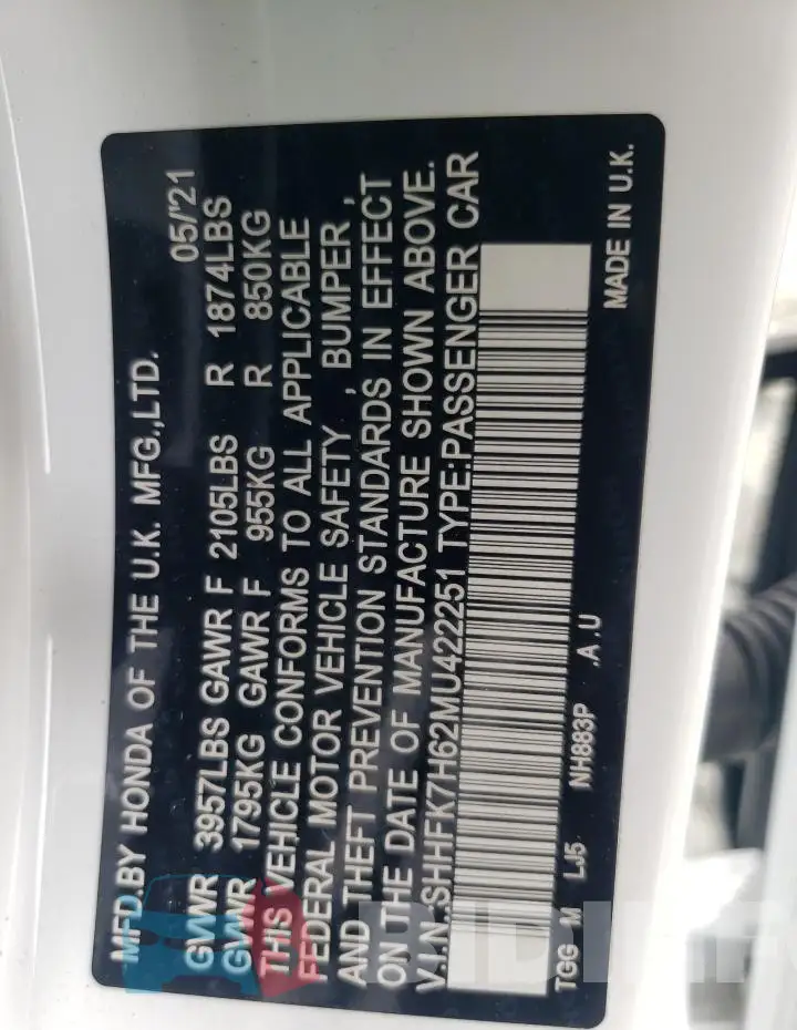 SHHFK7H62MU422251 Photo# 12