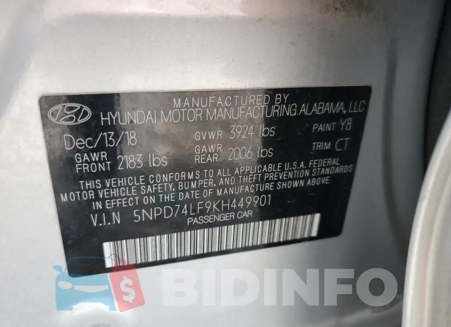 5NPD74LF9KH449901 Photo# 12