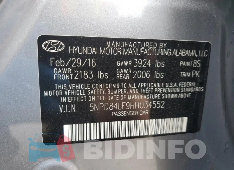 5NPD84LF9HH034552 Photo# 12
