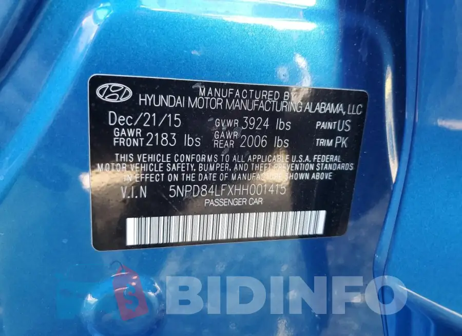 5NPD84LFXHH001415 Photo# 13