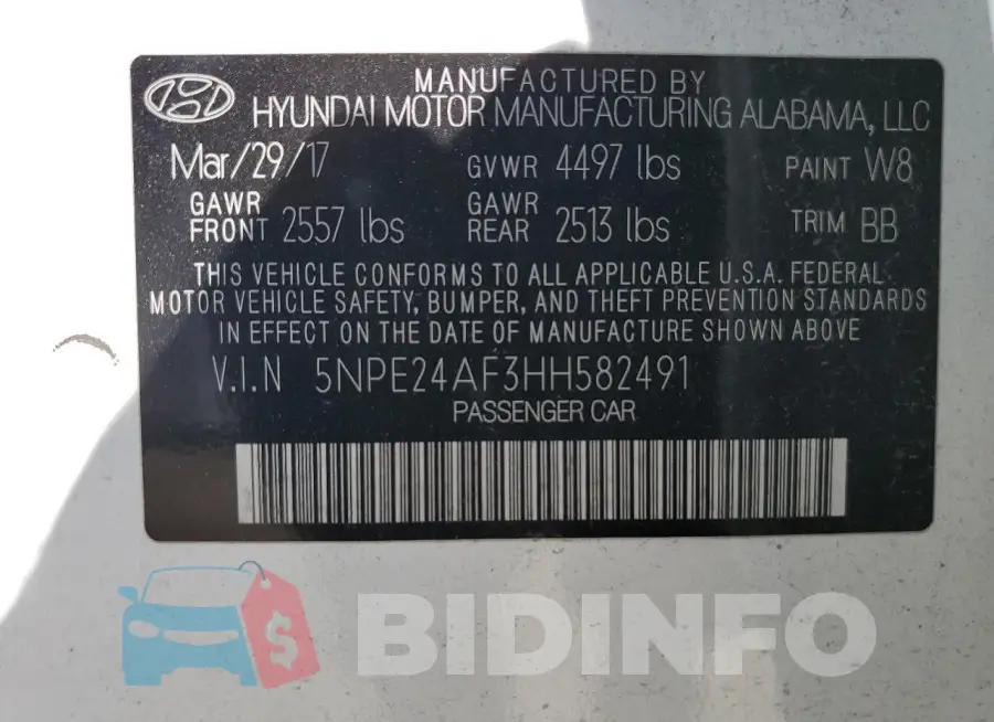 5NPE24AF3HH582491 Photo# 13