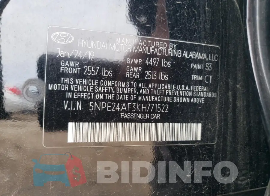5NPE24AF3KH771522 Photo# 12