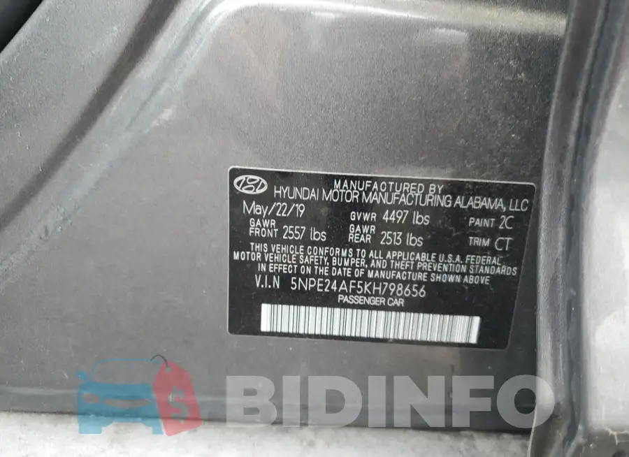 5NPE24AF5KH798656 Photo# 12
