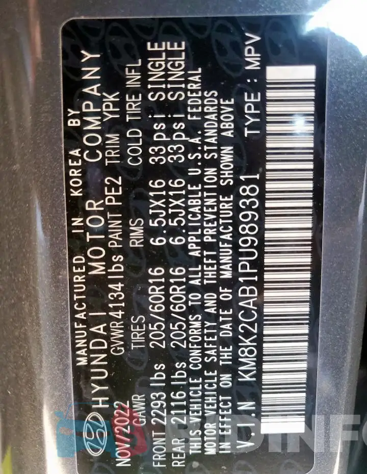 KM8K2CAB1PU989381 Photo# 12
