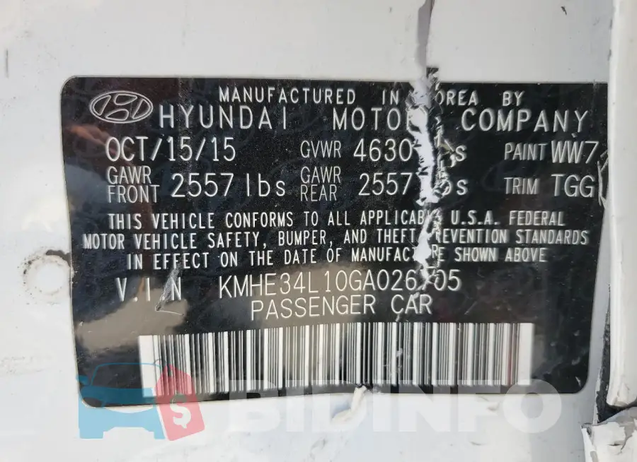 KMHE34L10GA026705 Photo# 12